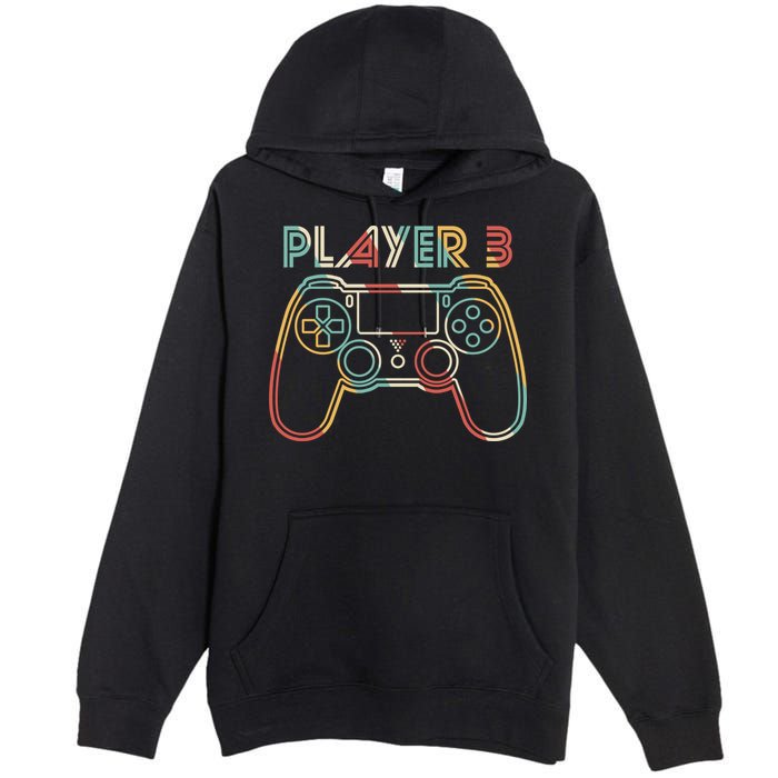 Retro Matching Player 3 Video Gamer Premium Pullover Hoodie