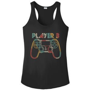 Retro Matching Player 3 Video Gamer Ladies PosiCharge Competitor Racerback Tank