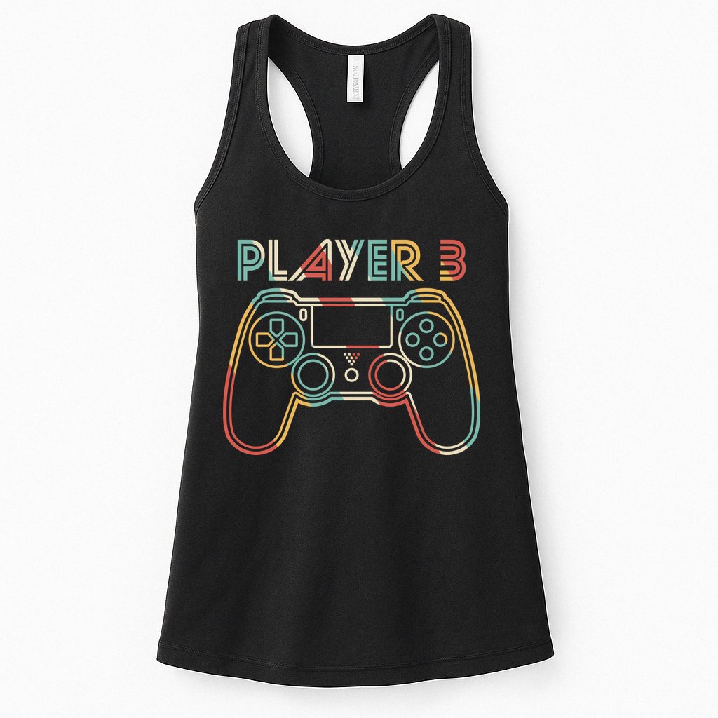 Retro Matching Player 3 Video Gamer Womens Tank Top