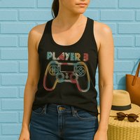 Retro Matching Player 3 Video Gamer Womens Tank Top