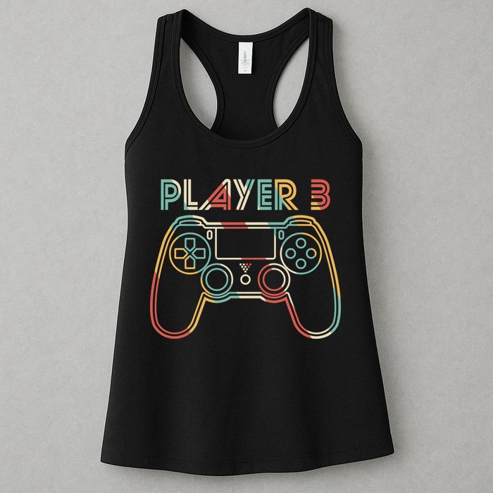 Retro Matching Player 3 Video Gamer Womens Tank Top