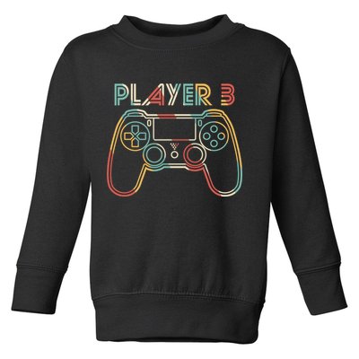 Retro Matching Player 3 Video Gamer Toddler Sweatshirt