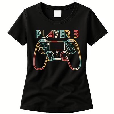 Retro Matching Player 3 Video Gamer Womens T-Shirt