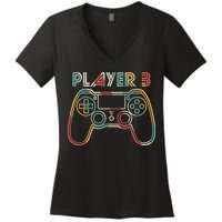 Retro Matching Player 3 Video Gamer Women's V-Neck T-Shirt