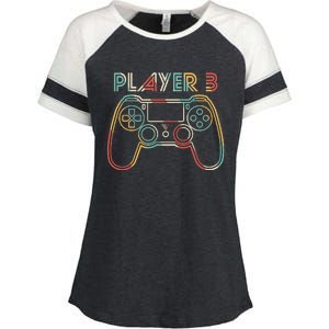 Retro Matching Player 3 Video Gamer Enza Ladies Jersey Colorblock Tee