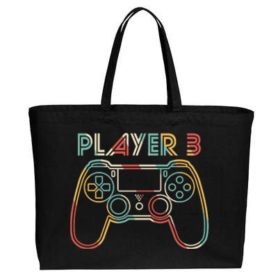 Retro Matching Player 3 Video Gamer Cotton Canvas Jumbo Tote