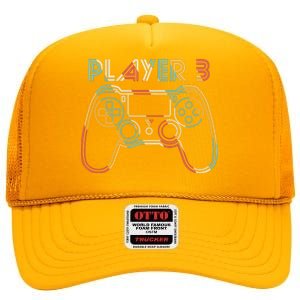 Retro Matching Player 3 Video Gamer High Crown Mesh Back Trucker Hat