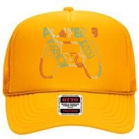 Retro Matching Player 3 Video Gamer High Crown Mesh Back Trucker Hat