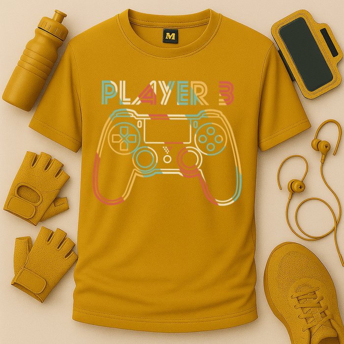 Retro Matching Player 3 Video Gamer Performance Shirt