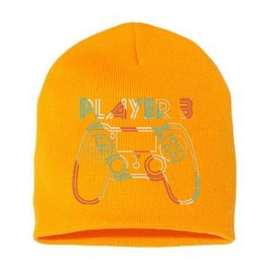 Retro Matching Player 3 Video Gamer Short Acrylic Beanie