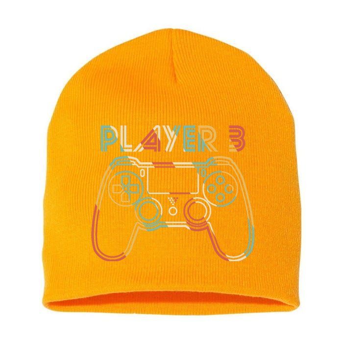 Retro Matching Player 3 Video Gamer Short Acrylic Beanie