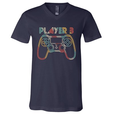 Retro Matching Player 3 Video Gamer V-Neck T-Shirt