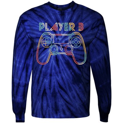 Retro Matching Player 3 Video Gamer Tie-Dye Long Sleeve Shirt