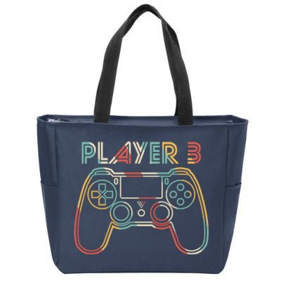 Retro Matching Player 3 Video Gamer Zip Tote Bag