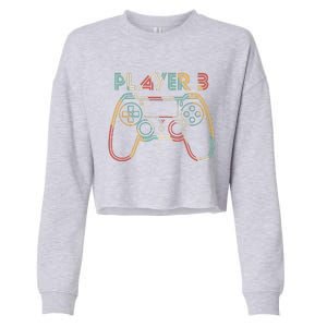 Retro Matching Player 3 Video Gamer Cropped Pullover Crew