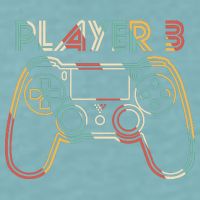 Retro Matching Player 3 Video Gamer Sueded Cloud Jersey T-Shirt