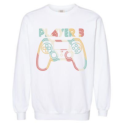 Retro Matching Player 3 Video Gamer Garment-Dyed Sweatshirt