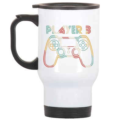 Retro Matching Player 3 Video Gamer Stainless Steel Travel Mug