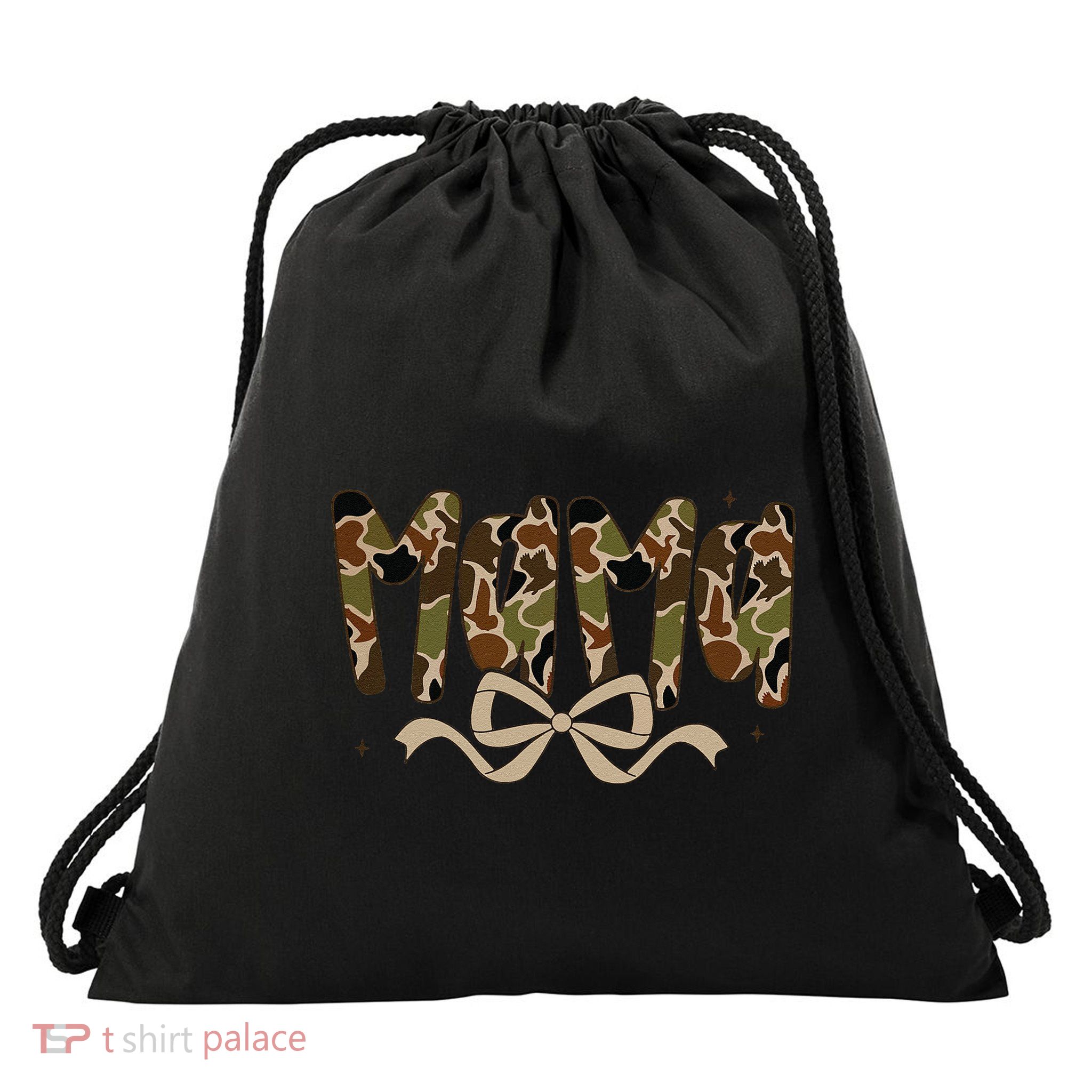 Retro Mama Preppy Duck Coquette Camo Bow Camouflage Mom Drawstring Bag