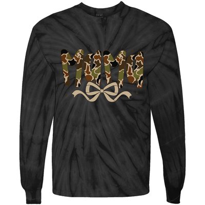 Retro Mama Preppy Duck Coquette Camo Bow Camouflage Mom Tie-Dye Long Sleeve Shirt
