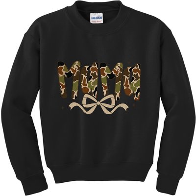 Retro Mama Preppy Duck Coquette Camo Bow Camouflage Mom Kids Sweatshirt
