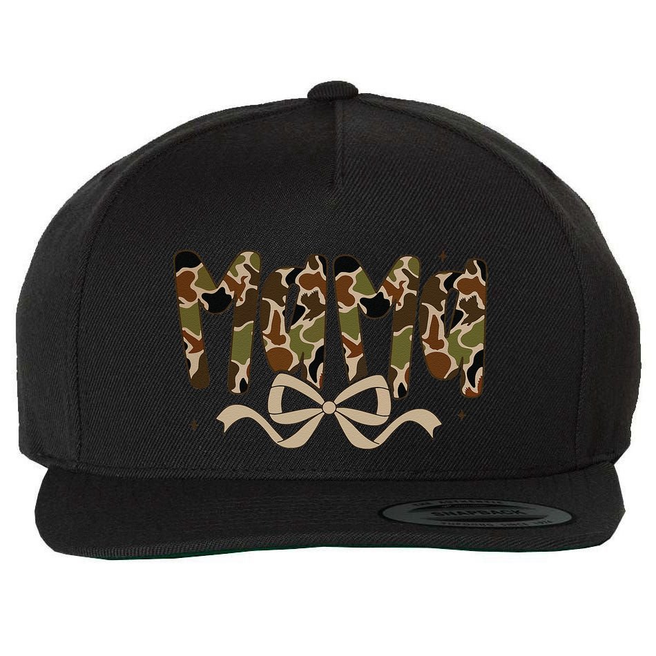 Retro Mama Preppy Duck Coquette Camo Bow Camouflage Mom Wool Snapback Cap