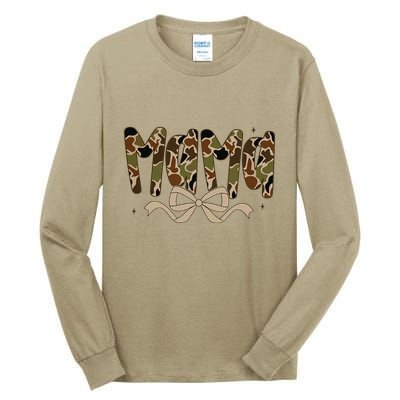 Retro Mama Preppy Duck Coquette Camo Bow Camouflage Mom Tall Long Sleeve T-Shirt