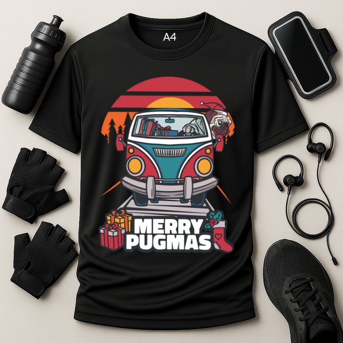 Retro Merry Pugmas Performance Shirt