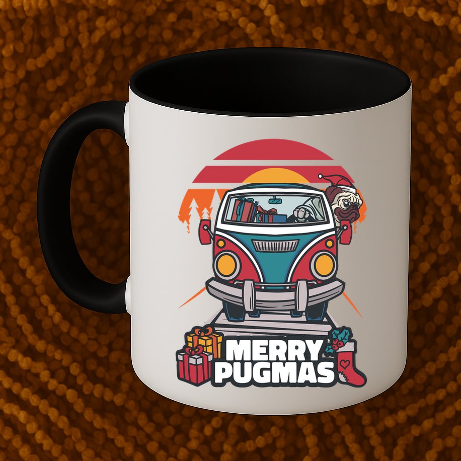 Retro Merry Pugmas Mug