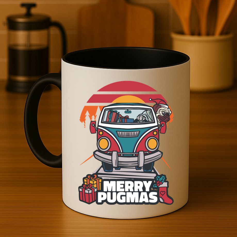 Retro Merry Pugmas Mug