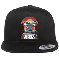 Retro Merry Pugmas Flat Bill Trucker Hat