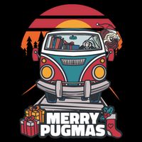 Retro Merry Pugmas Flat Bill Trucker Hat