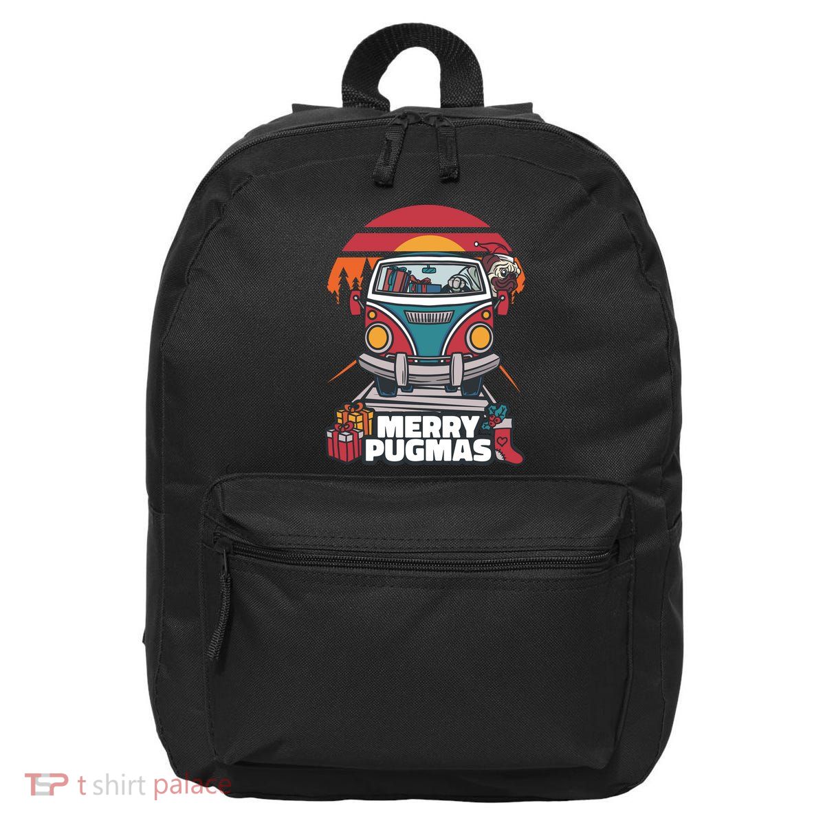 Retro Merry Pugmas 16 in Basic Backpack