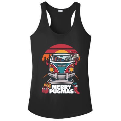 Retro Merry Pugmas Ladies PosiCharge Competitor Racerback Tank