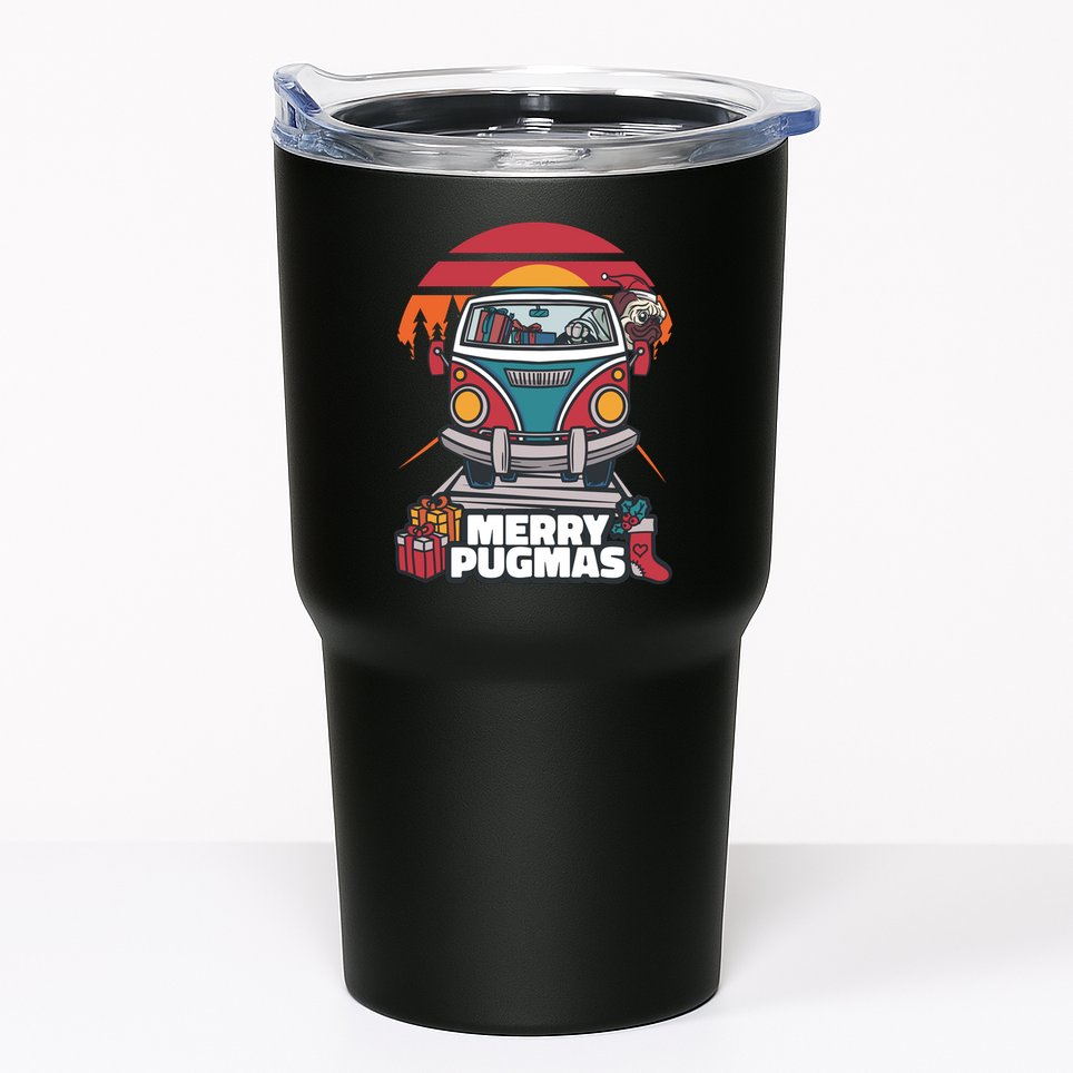 Retro Merry Pugmas Tumbler
