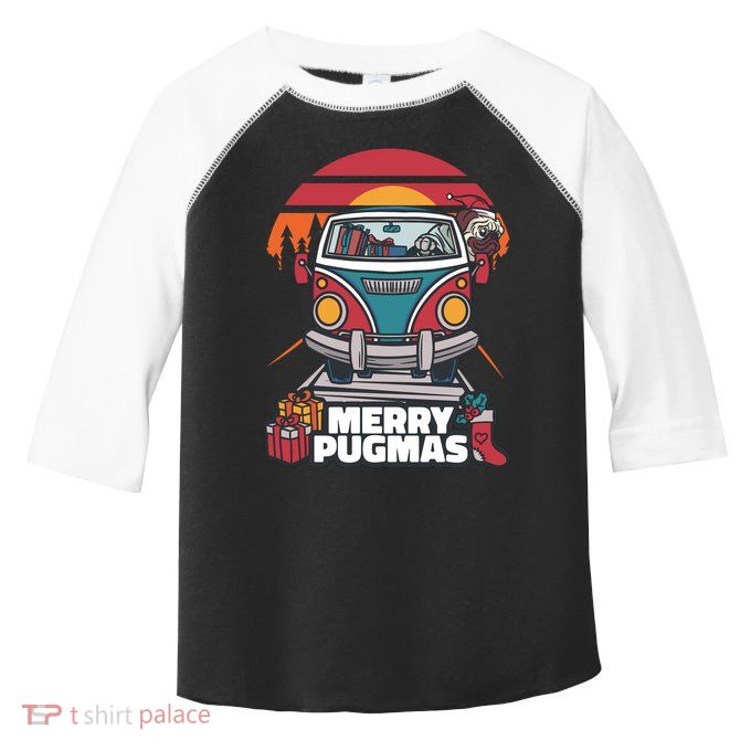 Retro Merry Pugmas Toddler Fine Jersey T-Shirt