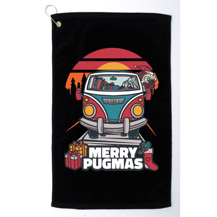Retro Merry Pugmas Golf Towel