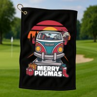 Retro Merry Pugmas Golf Towel