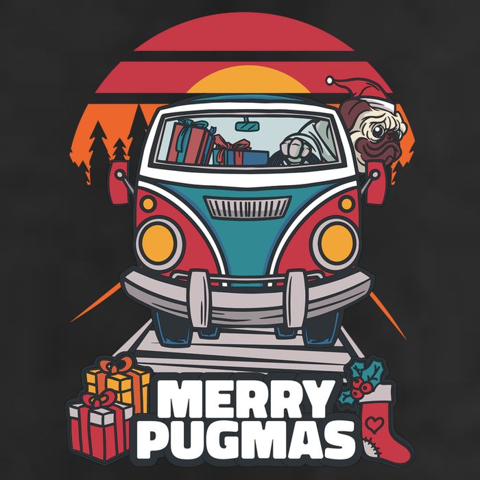 Retro Merry Pugmas Golf Towel