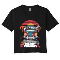 Retro Merry Pugmas Women's Crop Top Tee