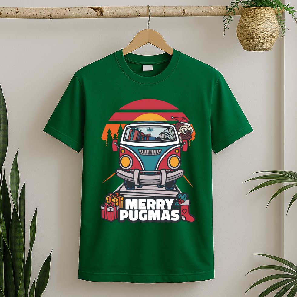 Retro Merry Pugmas T-Shirt