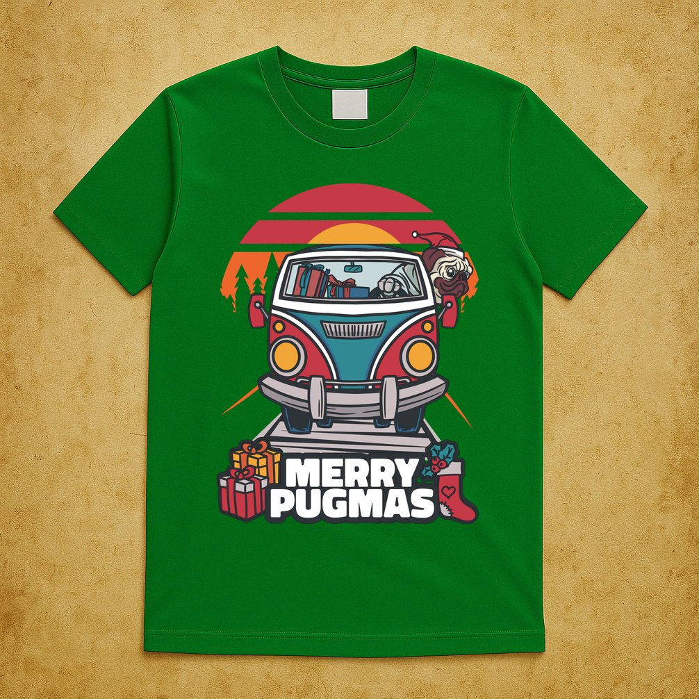 Retro Merry Pugmas T-Shirt