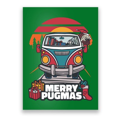 Retro Merry Pugmas Poster
