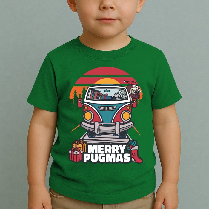 Retro Merry Pugmas Toddler T-Shirt