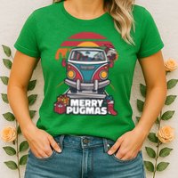 Retro Merry Pugmas Womens T-Shirt