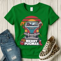 Retro Merry Pugmas Womens T-Shirt
