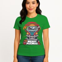 Retro Merry Pugmas Womens T-Shirt