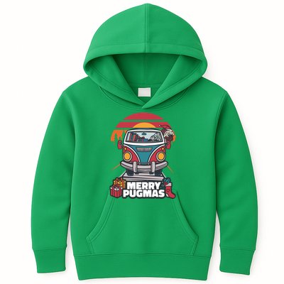 Retro Merry Pugmas Kids Hoodie