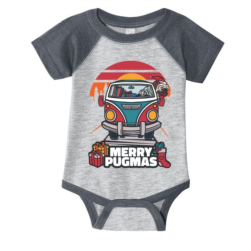 Retro Merry Pugmas Infant Baby Jersey Bodysuit