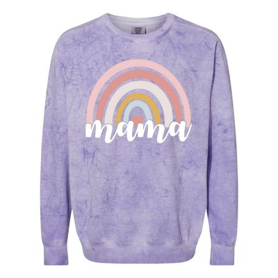 Retro Mama Pink Rainbow Cute Mothers Day Colorblast Crewneck Sweatshirt